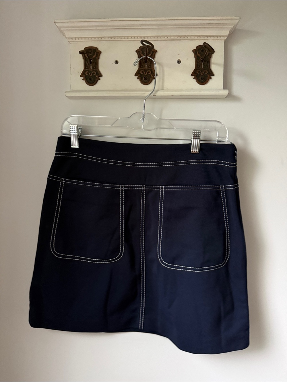 Tory Sport Navy Mini Skirt with White Contrast Stitching